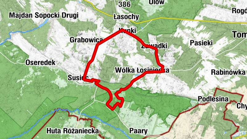 Susiec - Kwarc - Jodłowa Góra - Koszele