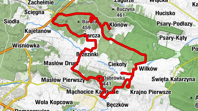 Bęczków - Radostowa - Klonówka - Brzezinki