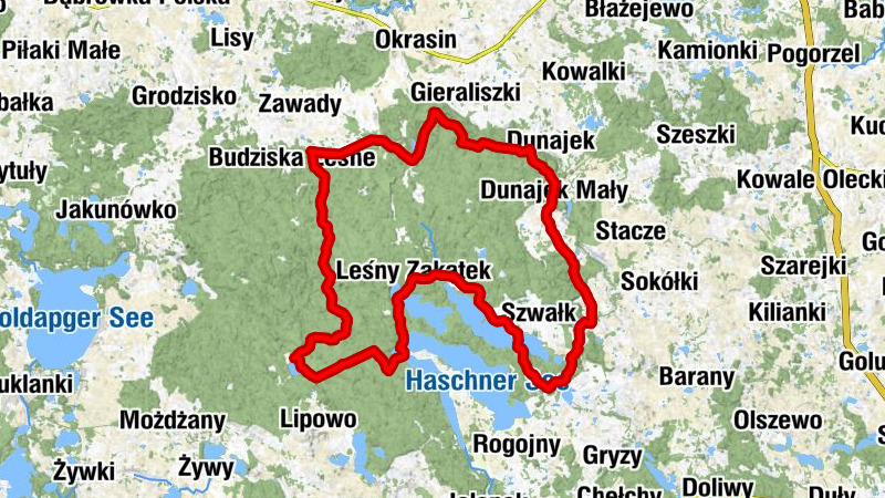 Wolisko - Dunajek Mały - Jabłonowo - Zawady Oleckie