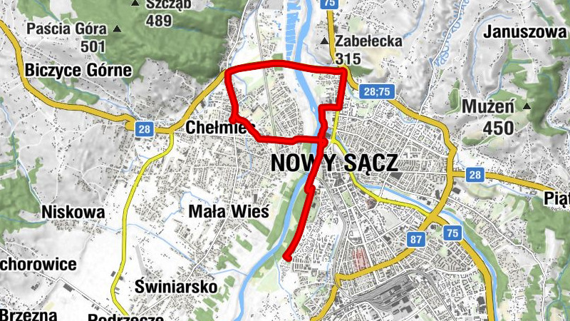 Chełmiec - Chełmiec Polski - Węgrzynek - Nowy Sącz