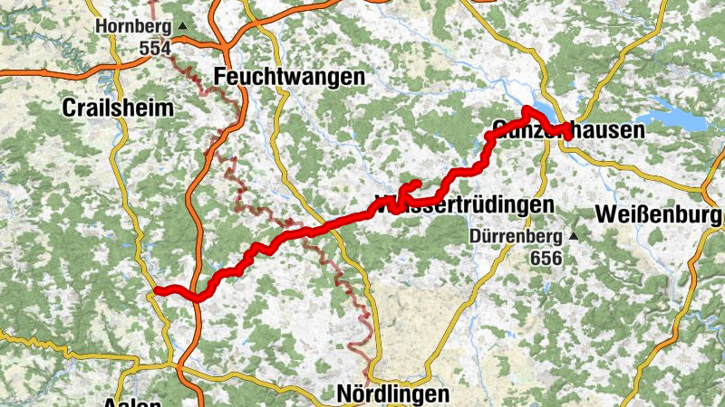 Gunzenhausen - Schweinbühl - Hesselberg - Ellwangen