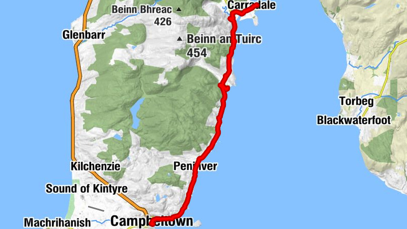 Campbeltown - Peninver - Ballochgair - Carradale Harbour