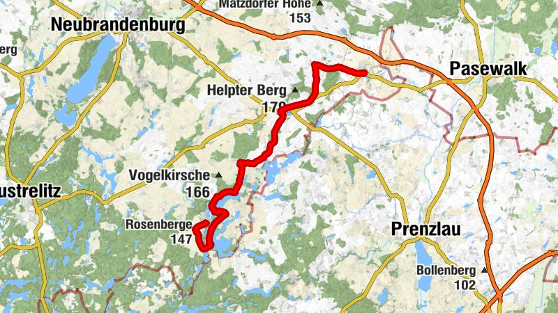 Strasburg (Uckermark) - Carwitzer Dorfkirche - Rosenberge - Feldberg