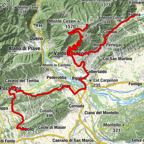 Follina - Monte Barbaria - Col de Fuin - Asolo Centro Storico