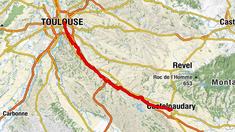 Matabiau - Toulouse - Seuil de Naurouze - Partage des Eaux - Castelnaudary