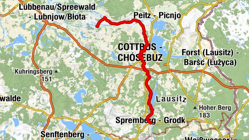 Spremberg - Grodk - Sanzeberg - Schlossberg - Burg (Spreewald) - Bórkowy (Błota)