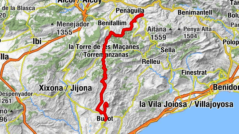 Busot - subida Coves del Canelobre - Puerto del Retonar - Església de Sant Vicent Ferrer