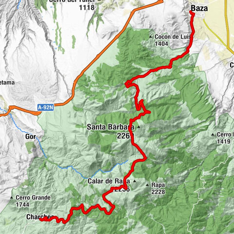 Charches - Cruce a las Juntas - Refugio Puerto de las Palomas - Baza