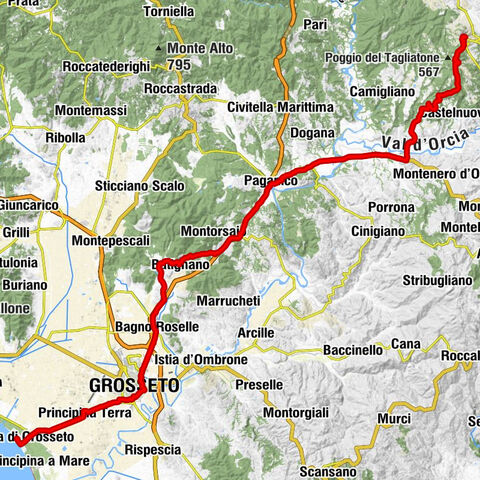 Marina di Grosseto - Poggio alle Forche - Poggio Civitella - Montalcino
