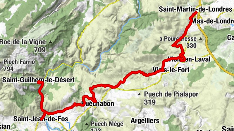 Saint-Martin-de-Londres - Gite d'étape de Roussières - Puech de la Galine - Saint-Jean-de-Fos