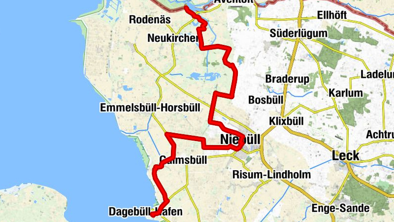 Dagebüll - Galmsbüllkoog - Niebüll - Alter Deutscher Grenzkrug