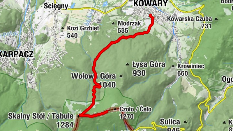 Kowary - Jedlinki - Budniki - Skalny Stół / Tabule