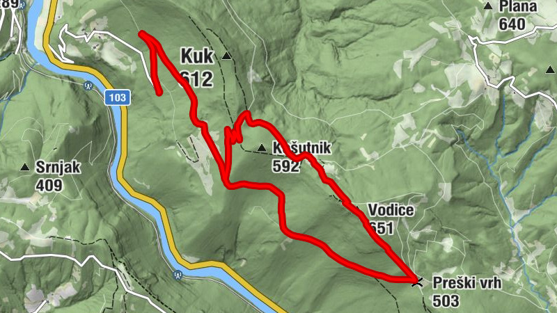 Nova Gorica - Kaverna iz I. sv. vojne - Vodice - Preški vrh