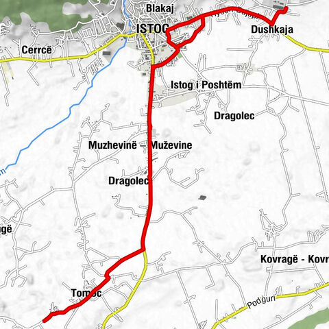 Dushkaja - Istog - Muzhevinë – Muževine - Dragolec