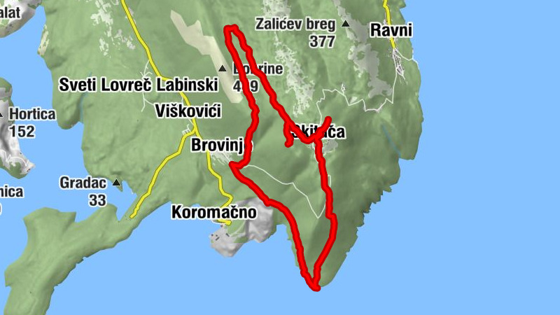 Brovinje - Brdo - Orlić - Planinarska kuća Skitača