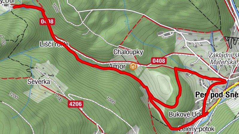 Pec pod Sněžkou - Liščí vodopád - Hospoda Zelený potok