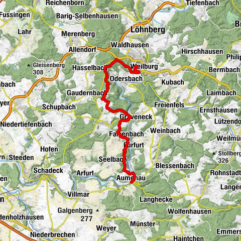 Lahnwanderweg 13th stage Weilburg – Aumenau