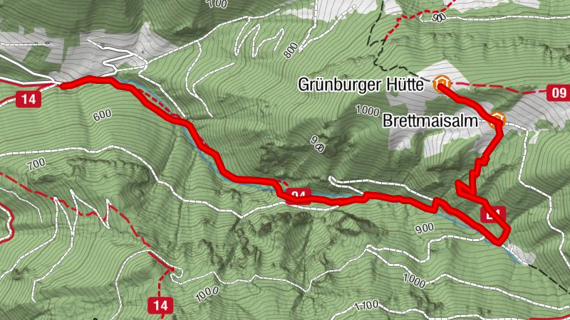 Grünburger Hütte über Dorngraben