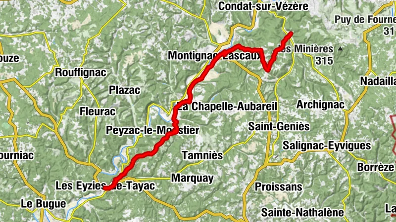 La Vézère à vélo, itinéraire cyclable des Eyzies à Coly-Saint - Amand