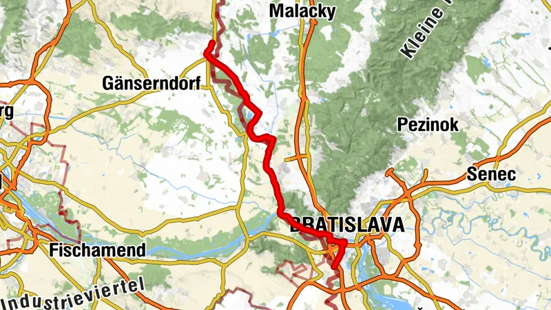 EV13 Etappe 10: Mannersdorf - Bratislava