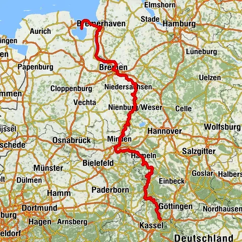 Weser-Radweg: Alternativroute Gesamt
