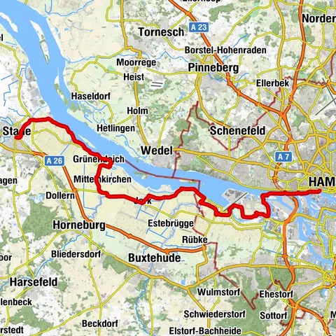Nordseeküsten-Radweg Etappe 10 - Stade bis Hamburg