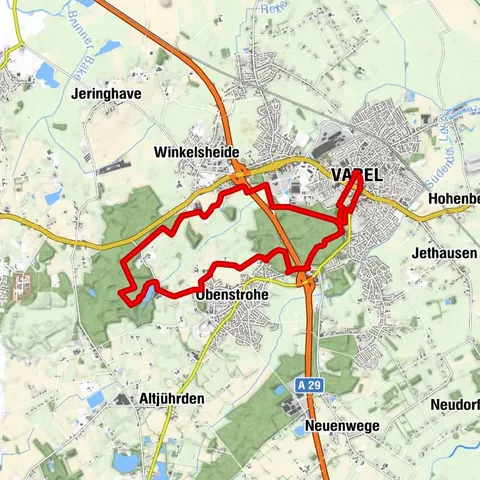 Rundwanderweg um den Mühlenteich von Varel über Obenstrohe