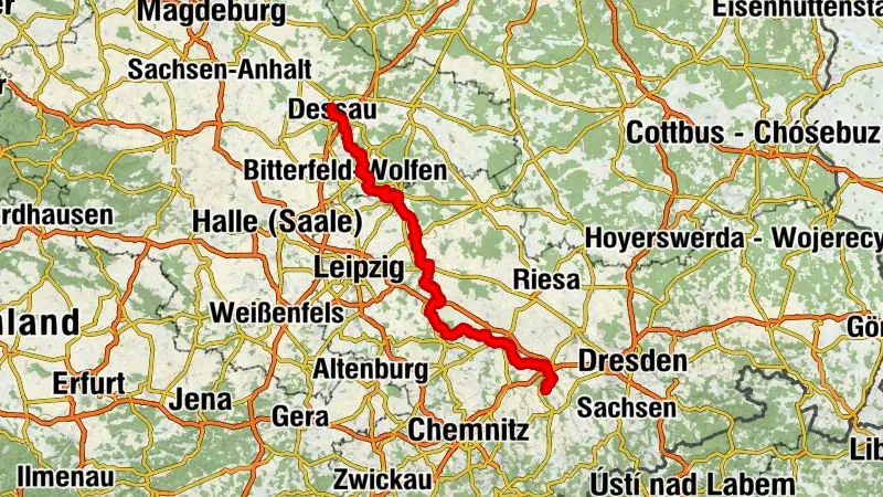 Mulderadweg - Vom Erzgebirge bis zur Elbe in 3 Teilabschnitten