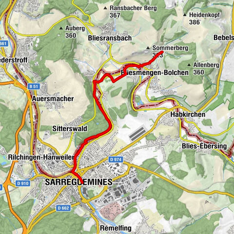 Bliessteig - Etappe 1 (Sarreguemines - Gräfinthal)