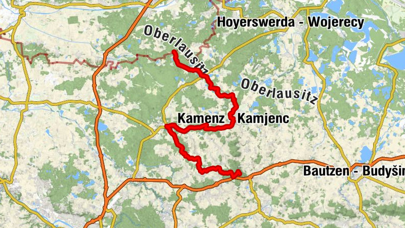 Roter Strich Westlausitz - Teilstück Sachsen