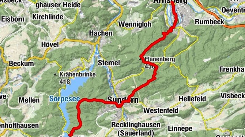SauerlandWaldroute - Etappe Sundern Amecke - Arnsberg Schlossberg
