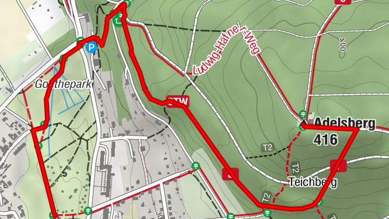 Gelbe Route zum Paulinenturm
