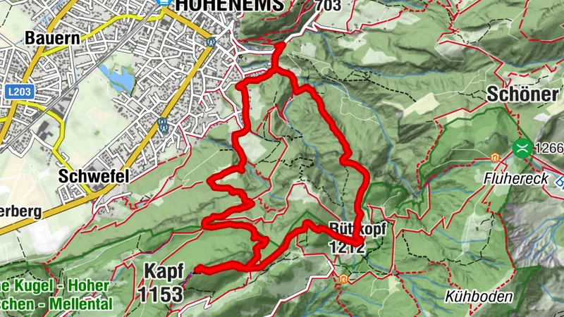 Äulelegrat, Rüttkopf 1212m, Kapf 1153m, Leiterweg, Hohenems, Vlbg