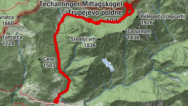 Trupejevo poldne (1931 m) - nasproti veličastne Martuljkove skupine
