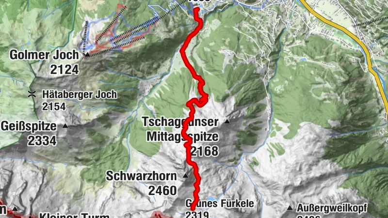 Tschagguns - Montabella - Schwarzhornsattel - Tilisunahütte