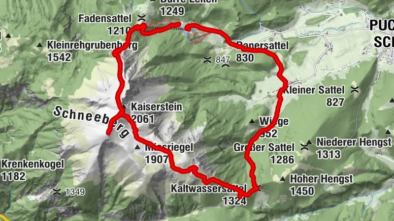 Schneeberg über Fadensteig - Wachsriegel - Schneebergdörfl