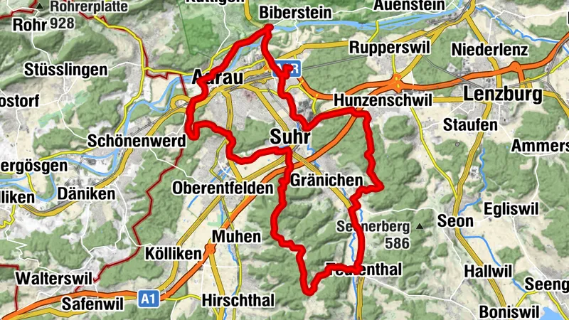Aarau - Gränichen Wald Runde 40km