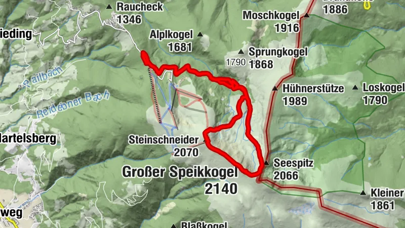 Durchs große Kar auf den Speikkogel, Abfahrt über Steinschneider