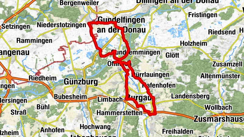 Rundtour durchs Mindel- und Kammeltal- 58,2 km, 128 hm
