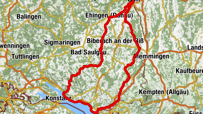 4–5 Tage-Oberschwaben-Runde-Zwischen Donau, Allgäu und Bodensee - 302,7 km, 1.682 hm