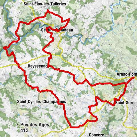 Mountain bike route around Arnac-Pompadour and Ségur-le-Château