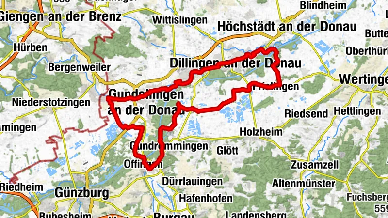 Radtour von Bächingen zum Mittagstisch und  Café 1 - 63,3 km, 77 hm