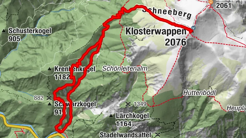 Weichtalhaus - Weichtalklamm - Kienthalerhütte - Turmstein - Klosterwappen