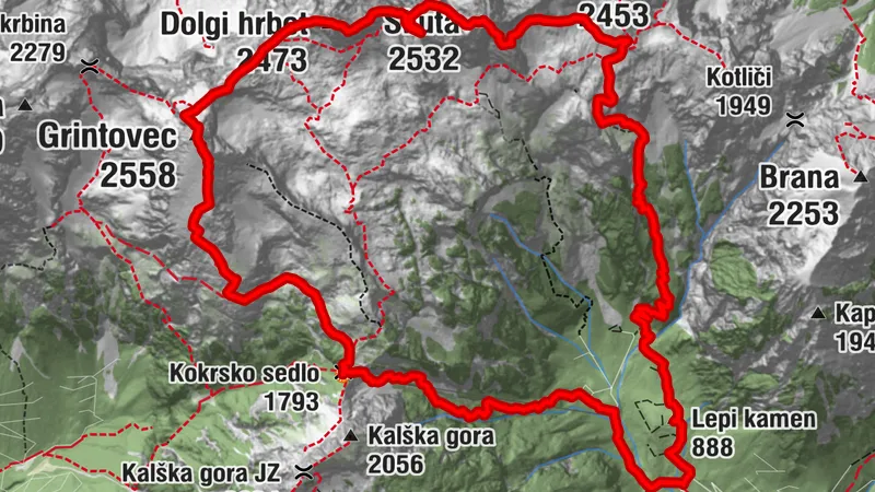 Skuta, Dolgi hrbet, Grintovec