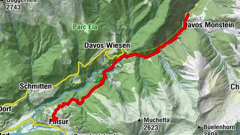 Davos Monstein- Davos Wiesen- Filisur via Schönboden