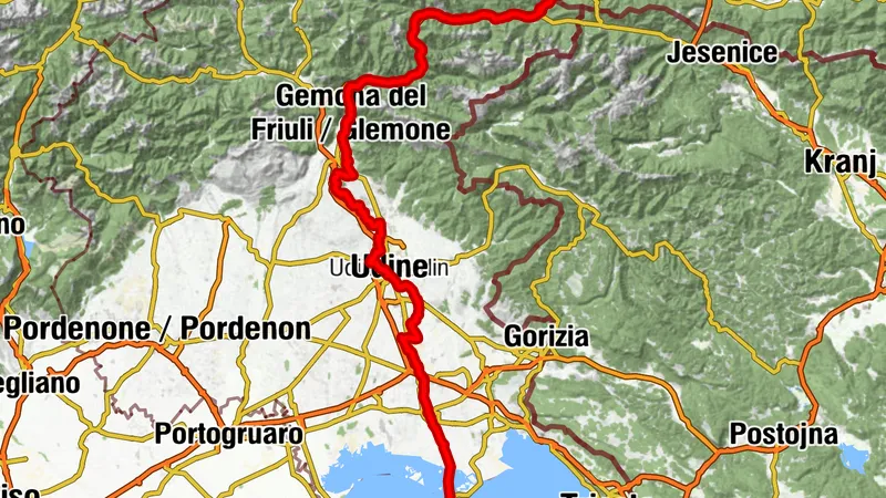 FVG1 Alpe Adria Cycle Route (CR100) from Grado to Tarvisio
