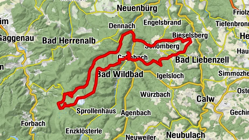 Experience route from Schömberg-Bieselsberg to Wildsee and Hohlohturm