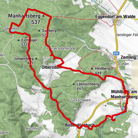 Zum Gipfel des Manhartsbergs
