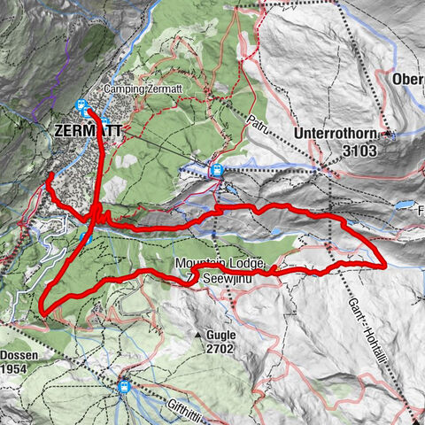 Rundwanderung Riffelalp - Grünsee - Grindjisee - Mosjesee - Chez Vrony - Zermatt